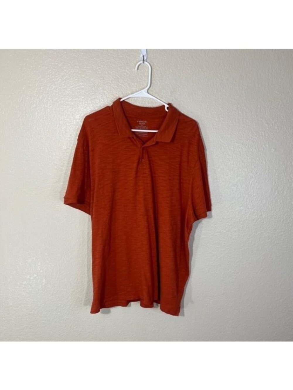 Vince Mens Orange Cotton Knit Short Sleeve Polo Shirt 2XL
